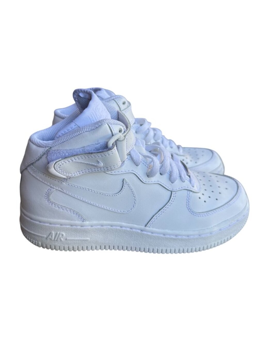 Nike Air Force 1 Mid Youth US 5Y White Leather Sneakers 314195-113